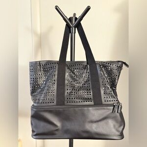 Elegant Black Perforated Tote Bag